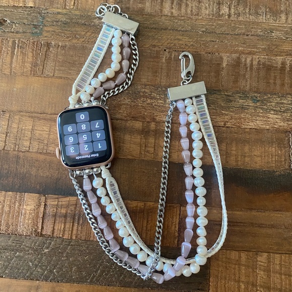 Victoria Emerson Mixed Media, Silver Chain Clasp, Mini Cuff Apple Watch Bracelet - Picture 3 of 5
